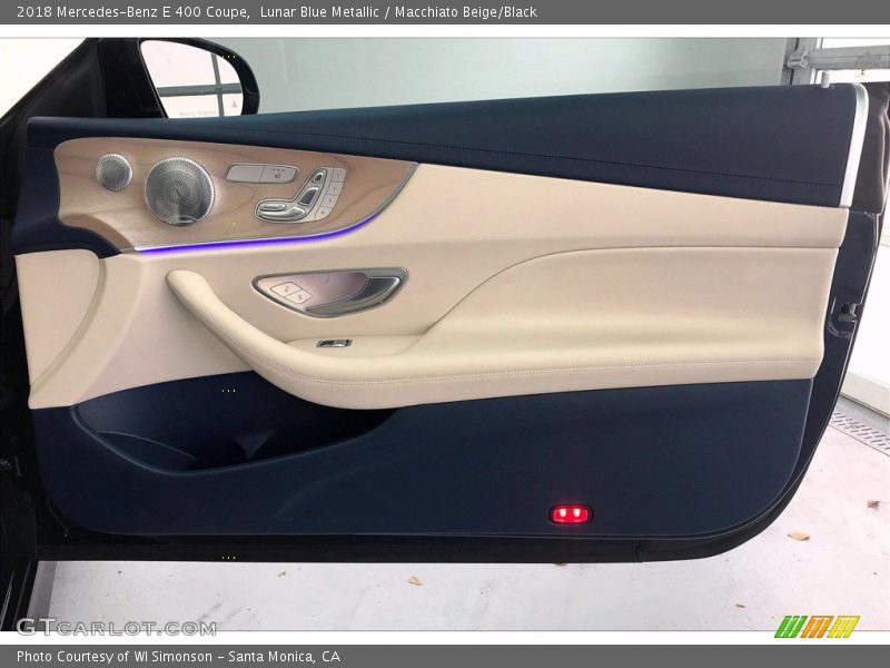 Lunar Blue Metallic / Macchiato Beige/Black 2018 Mercedes-Benz E 400 Coupe