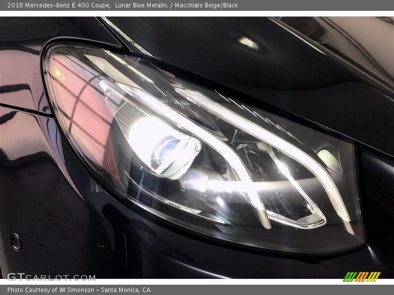 Lunar Blue Metallic / Macchiato Beige/Black 2018 Mercedes-Benz E 400 Coupe