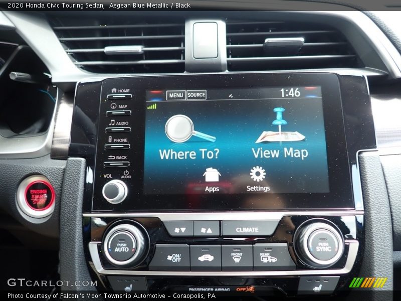 Aegean Blue Metallic / Black 2020 Honda Civic Touring Sedan