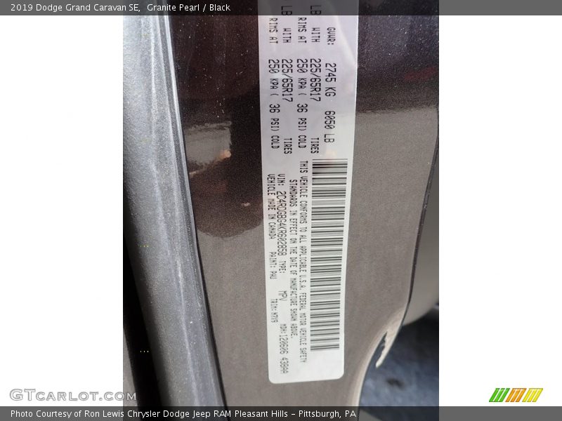 Granite Pearl / Black 2019 Dodge Grand Caravan SE