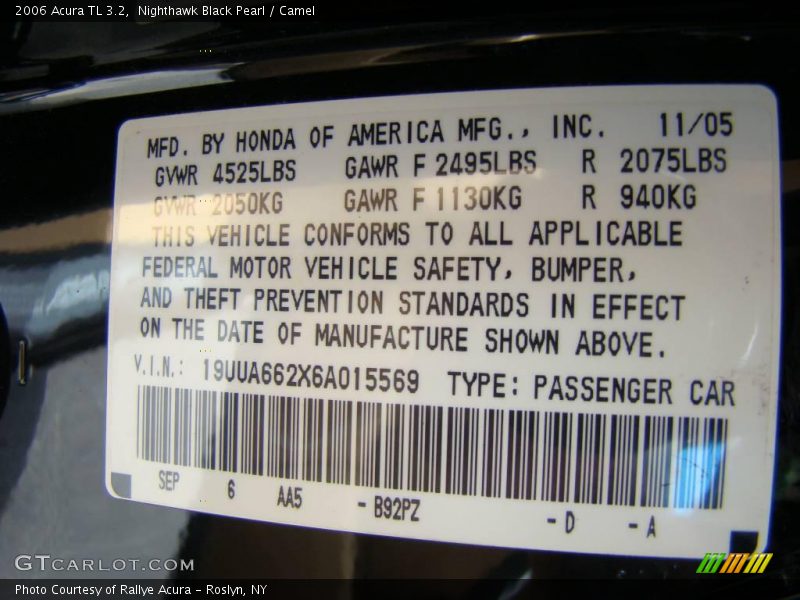 Nighthawk Black Pearl / Camel 2006 Acura TL 3.2