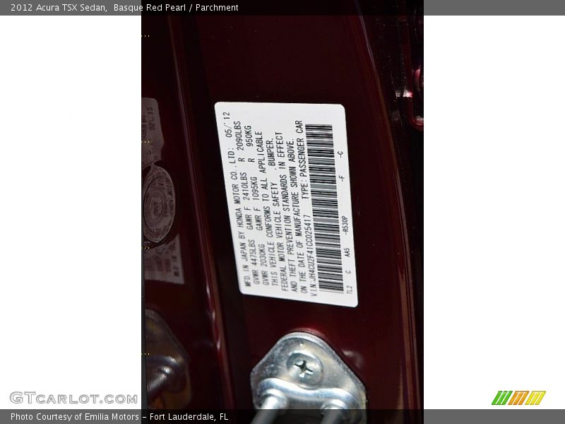 Basque Red Pearl / Parchment 2012 Acura TSX Sedan