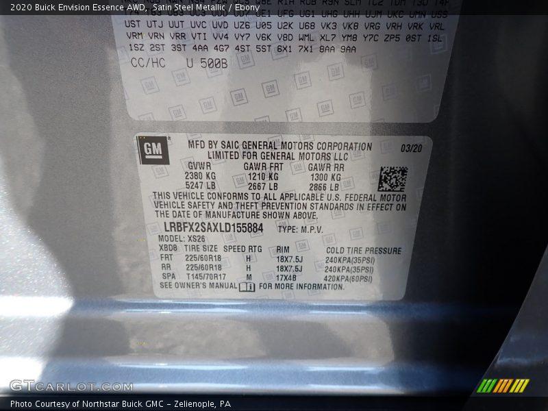 Satin Steel Metallic / Ebony 2020 Buick Envision Essence AWD