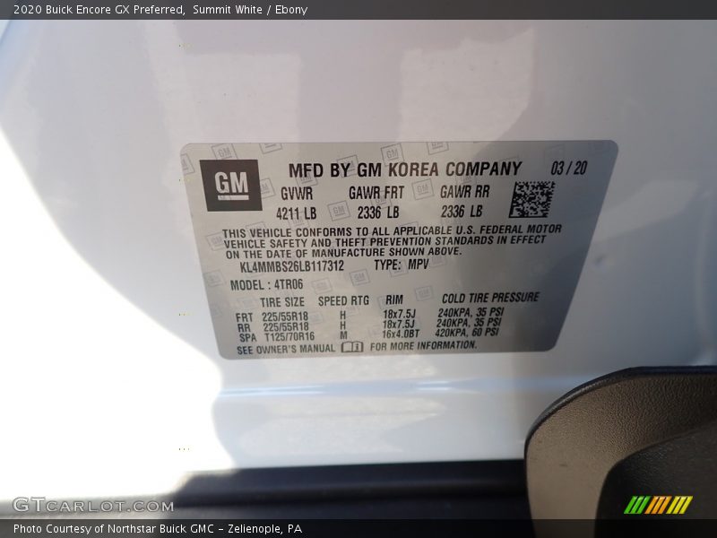 Summit White / Ebony 2020 Buick Encore GX Preferred