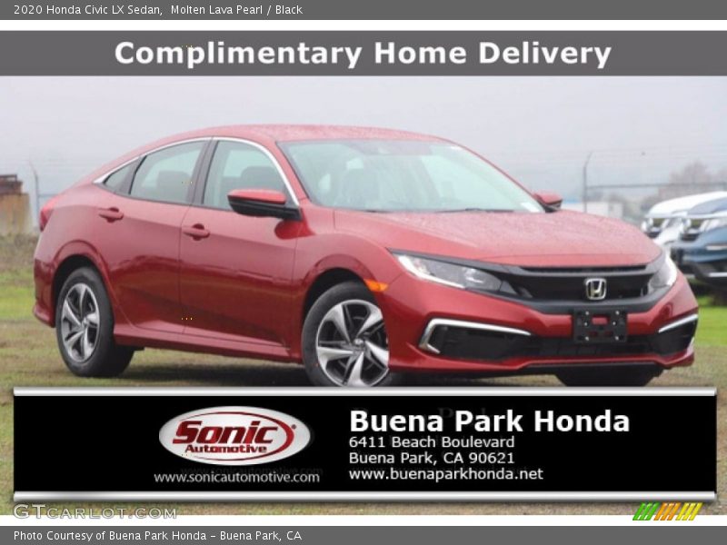 Molten Lava Pearl / Black 2020 Honda Civic LX Sedan