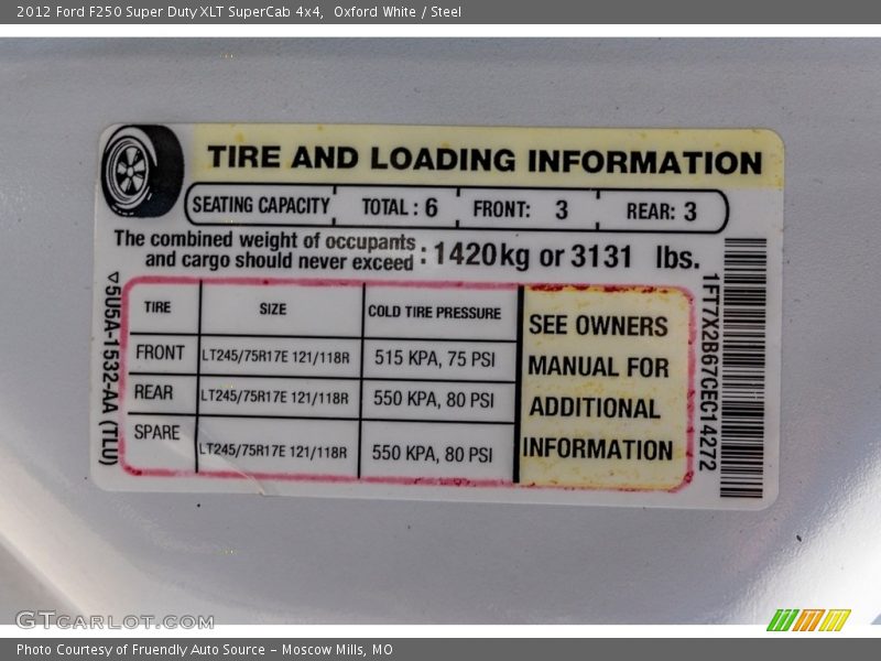 Oxford White / Steel 2012 Ford F250 Super Duty XLT SuperCab 4x4