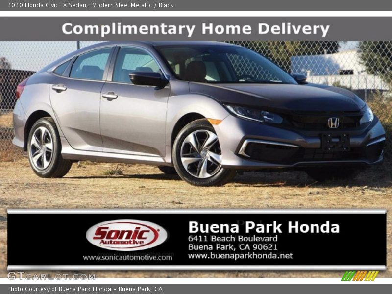 Modern Steel Metallic / Black 2020 Honda Civic LX Sedan
