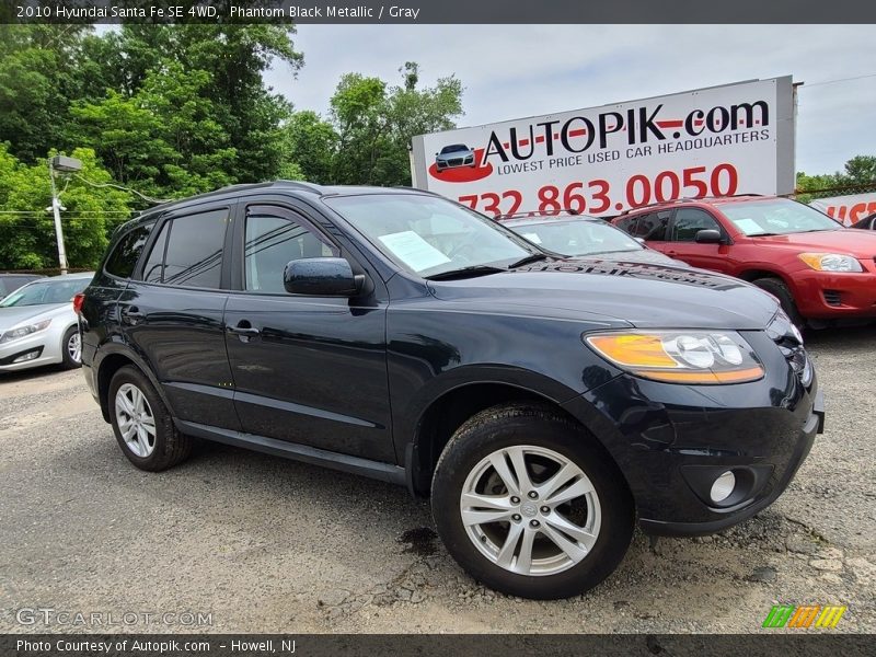 Phantom Black Metallic / Gray 2010 Hyundai Santa Fe SE 4WD