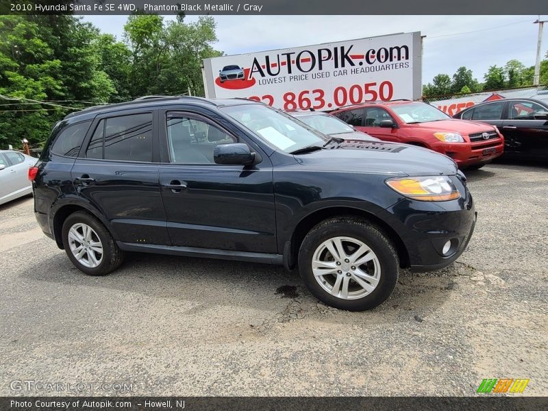 Phantom Black Metallic / Gray 2010 Hyundai Santa Fe SE 4WD