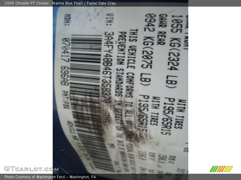 Marine Blue Pearl / Pastel Slate Gray 2006 Chrysler PT Cruiser