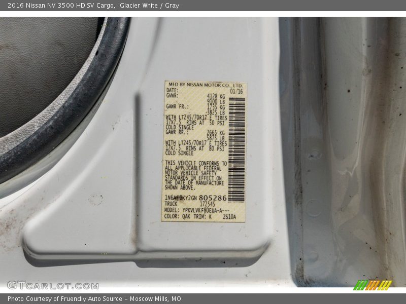 Glacier White / Gray 2016 Nissan NV 3500 HD SV Cargo