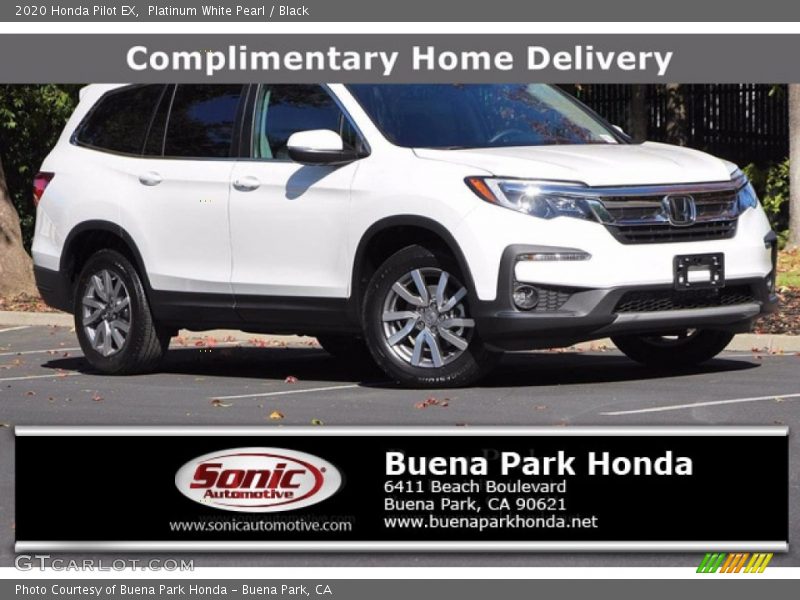 Platinum White Pearl / Black 2020 Honda Pilot EX