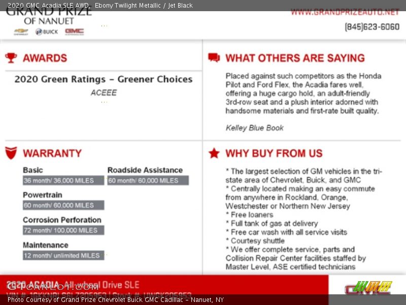 Ebony Twilight Metallic / Jet Black 2020 GMC Acadia SLE AWD