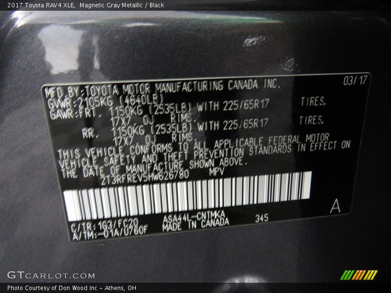 Magnetic Gray Metallic / Black 2017 Toyota RAV4 XLE