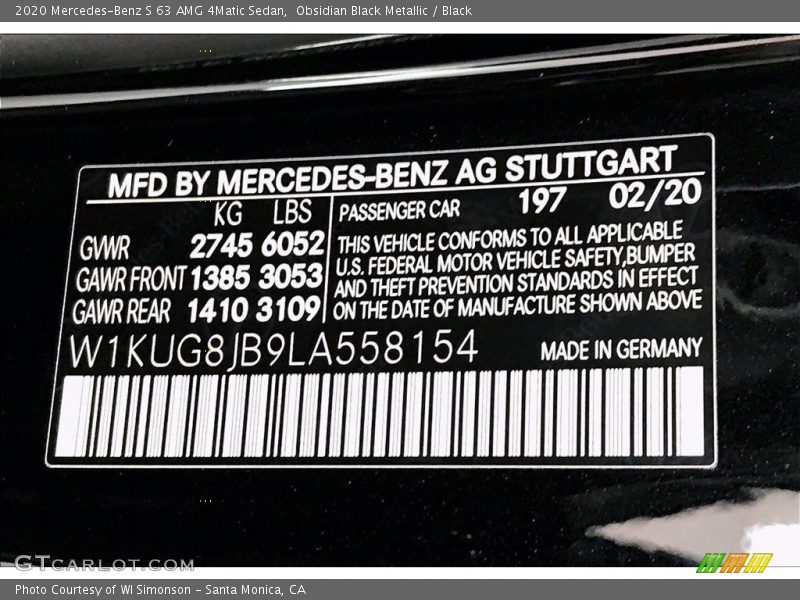 197 - 2020 Mercedes-Benz S 63 AMG 4Matic Sedan