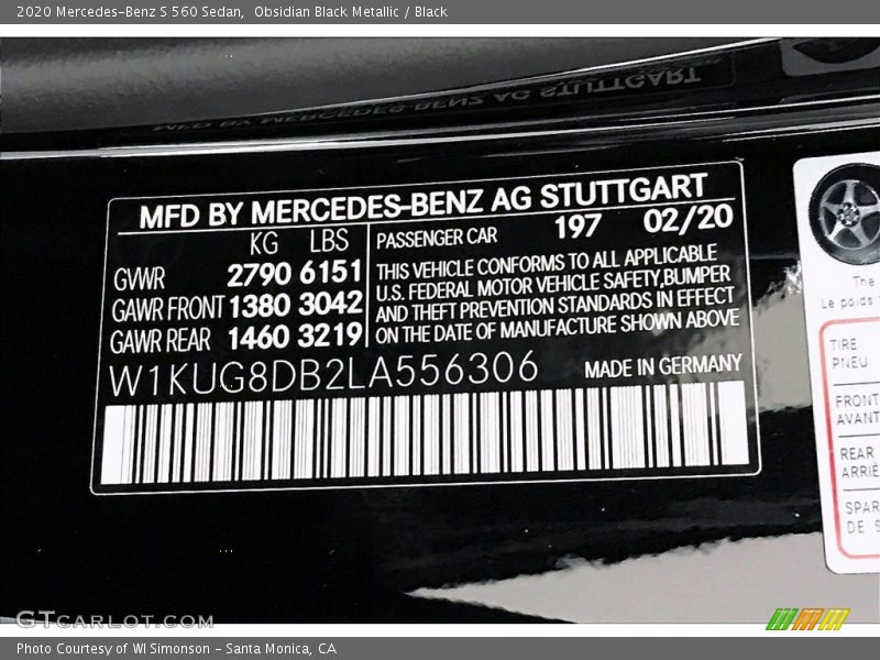 Obsidian Black Metallic / Black 2020 Mercedes-Benz S 560 Sedan
