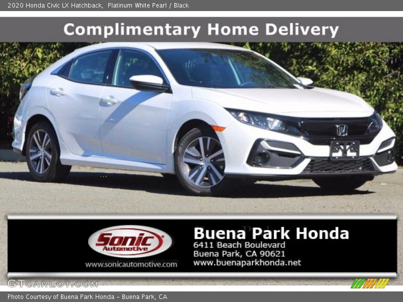 Platinum White Pearl / Black 2020 Honda Civic LX Hatchback