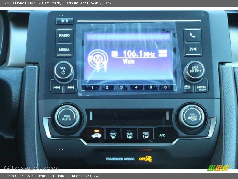 Platinum White Pearl / Black 2020 Honda Civic LX Hatchback
