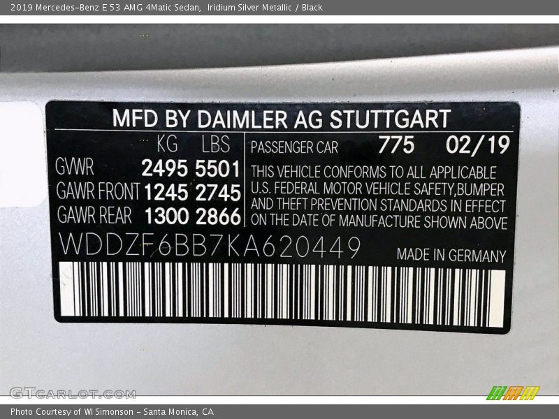 Iridium Silver Metallic / Black 2019 Mercedes-Benz E 53 AMG 4Matic Sedan