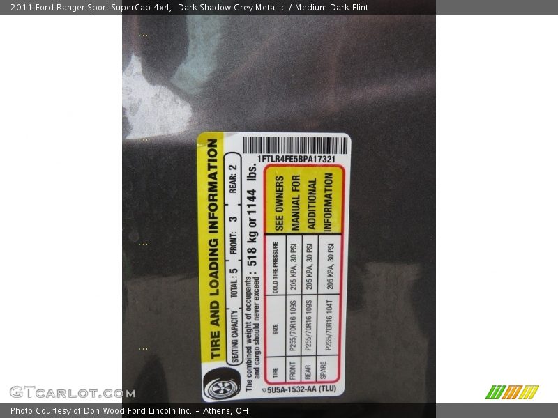 Dark Shadow Grey Metallic / Medium Dark Flint 2011 Ford Ranger Sport SuperCab 4x4