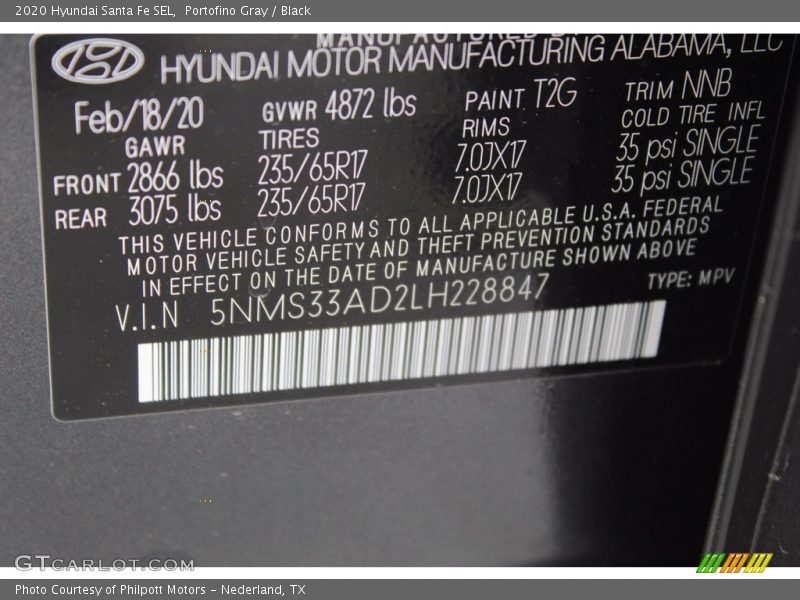 Portofino Gray / Black 2020 Hyundai Santa Fe SEL