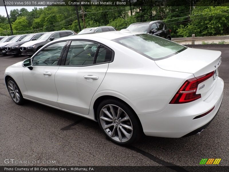 Crystal White Pearl Metallic / Blond 2020 Volvo S60 T6 AWD Momentum