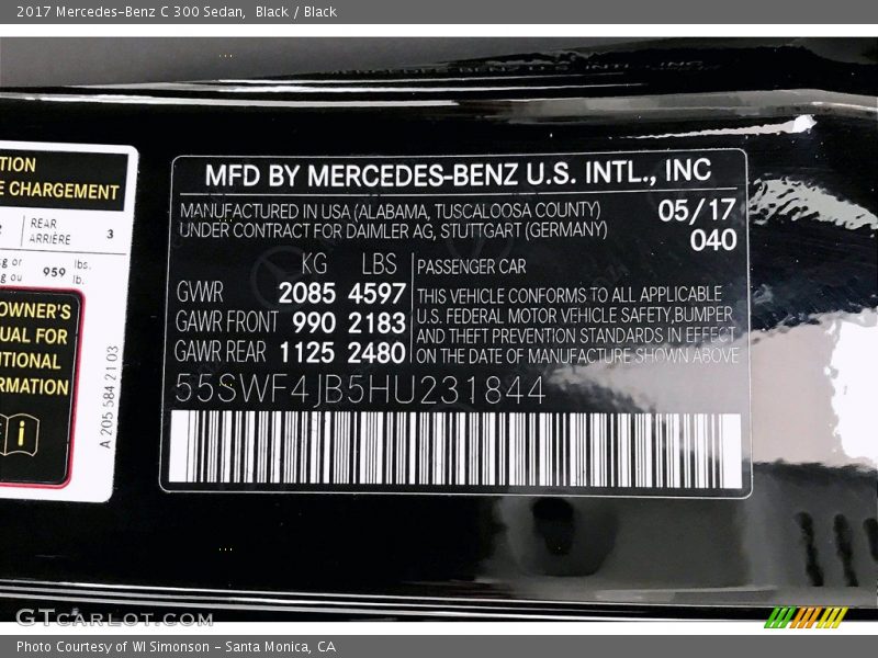 Black / Black 2017 Mercedes-Benz C 300 Sedan