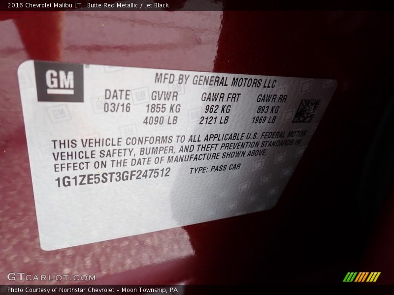 Butte Red Metallic / Jet Black 2016 Chevrolet Malibu LT