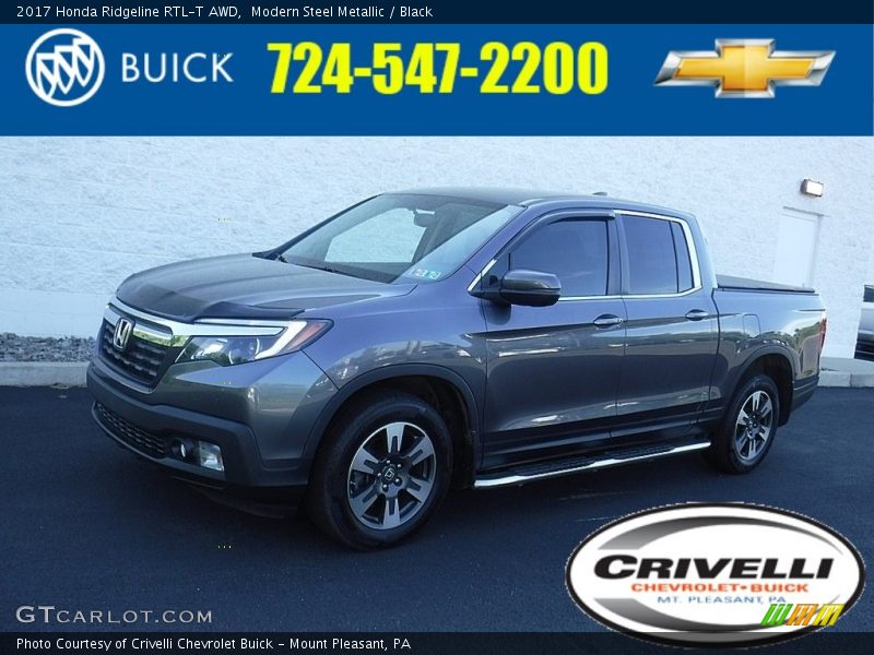 Modern Steel Metallic / Black 2017 Honda Ridgeline RTL-T AWD