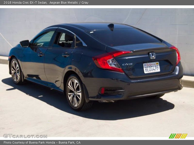 Aegean Blue Metallic / Gray 2018 Honda Civic EX-T Sedan