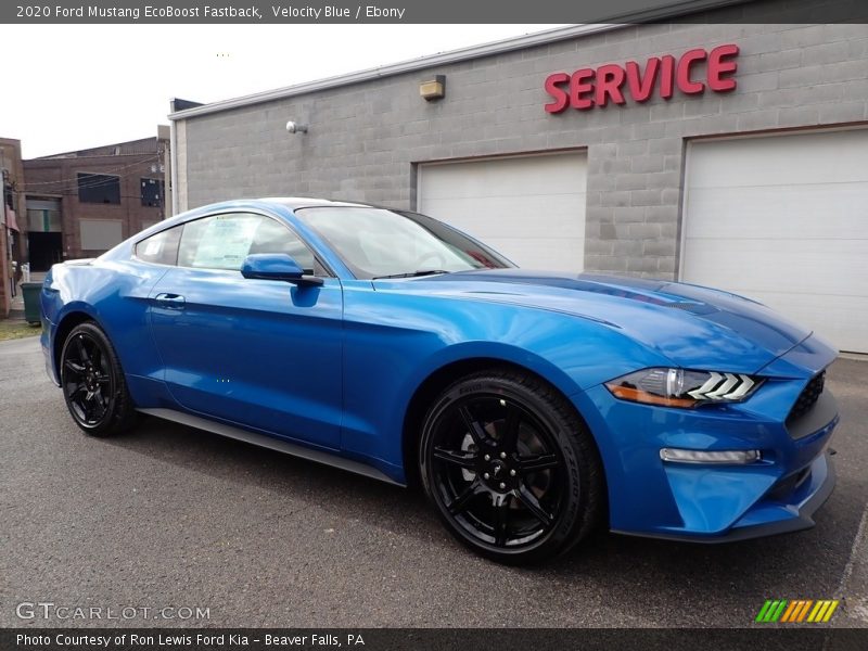 Velocity Blue / Ebony 2020 Ford Mustang EcoBoost Fastback
