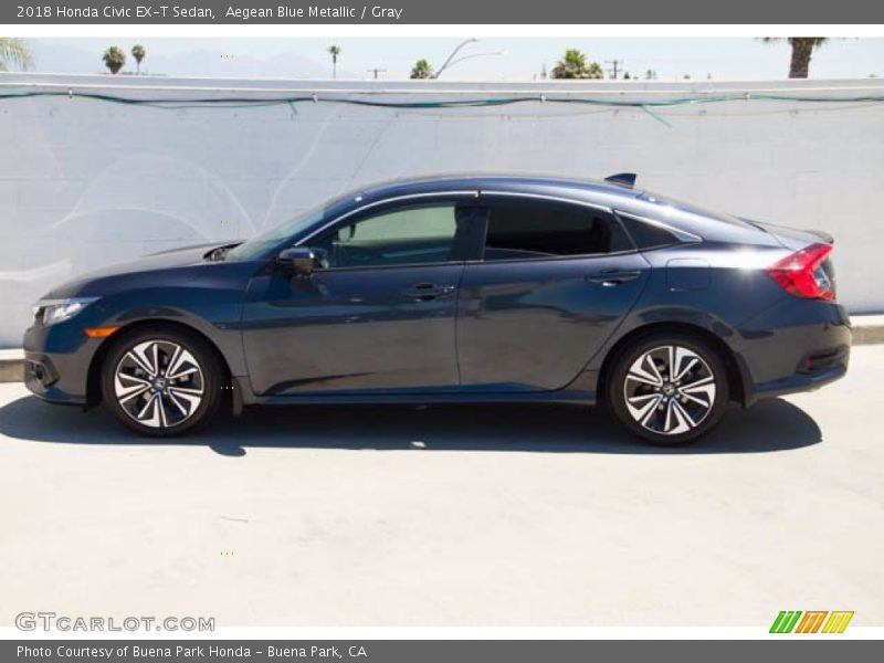 Aegean Blue Metallic / Gray 2018 Honda Civic EX-T Sedan