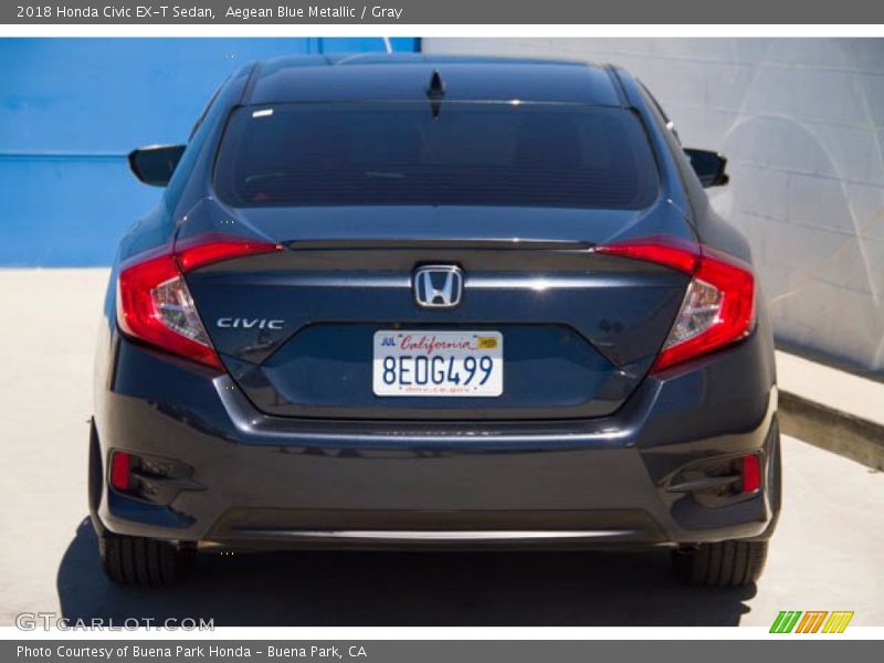 Aegean Blue Metallic / Gray 2018 Honda Civic EX-T Sedan