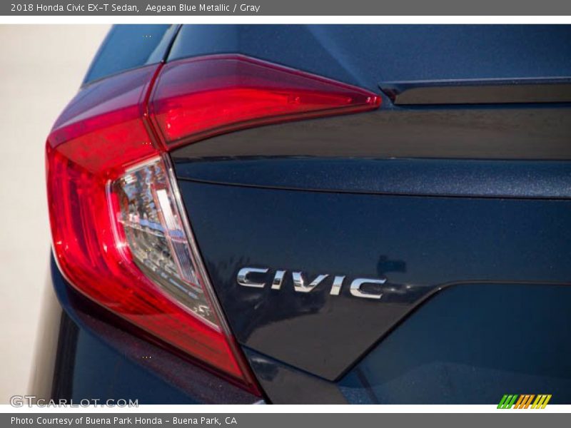 Aegean Blue Metallic / Gray 2018 Honda Civic EX-T Sedan