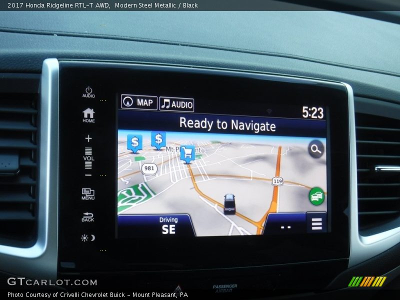 Modern Steel Metallic / Black 2017 Honda Ridgeline RTL-T AWD