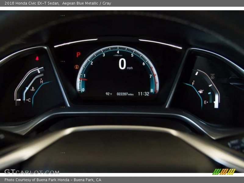 Aegean Blue Metallic / Gray 2018 Honda Civic EX-T Sedan