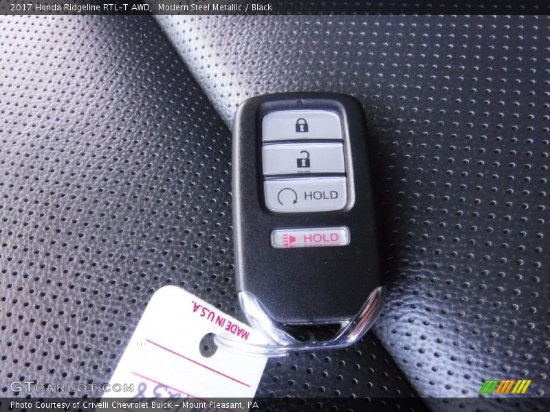 Modern Steel Metallic / Black 2017 Honda Ridgeline RTL-T AWD