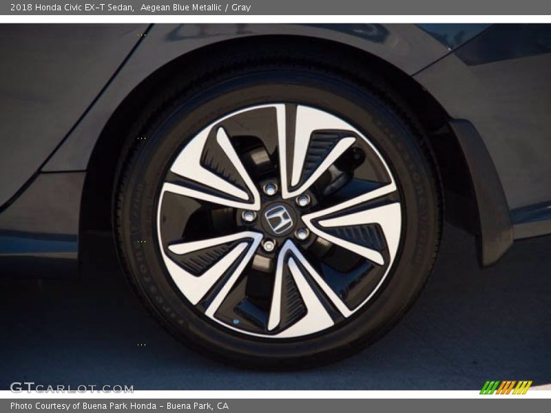 Aegean Blue Metallic / Gray 2018 Honda Civic EX-T Sedan