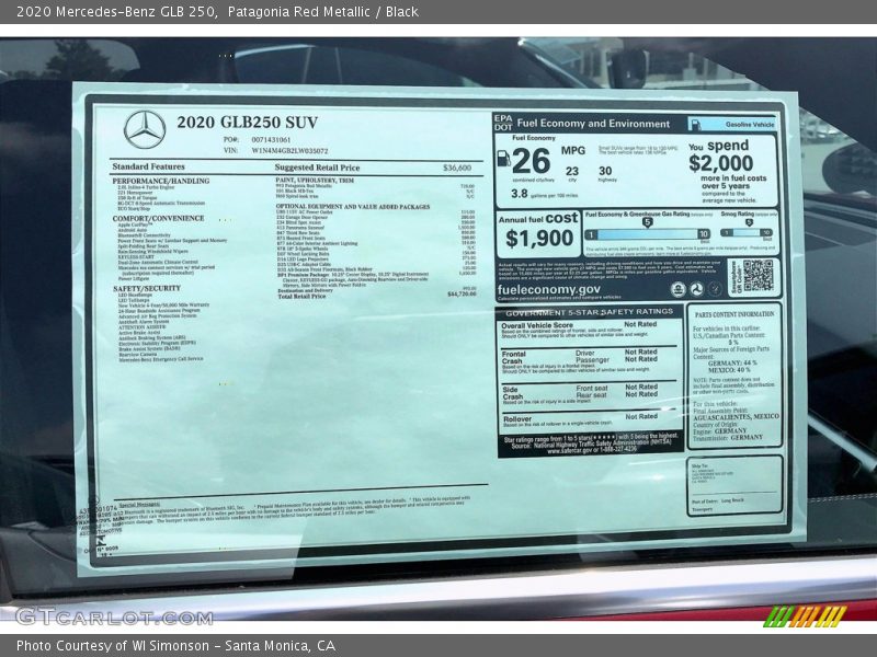 Patagonia Red Metallic / Black 2020 Mercedes-Benz GLB 250