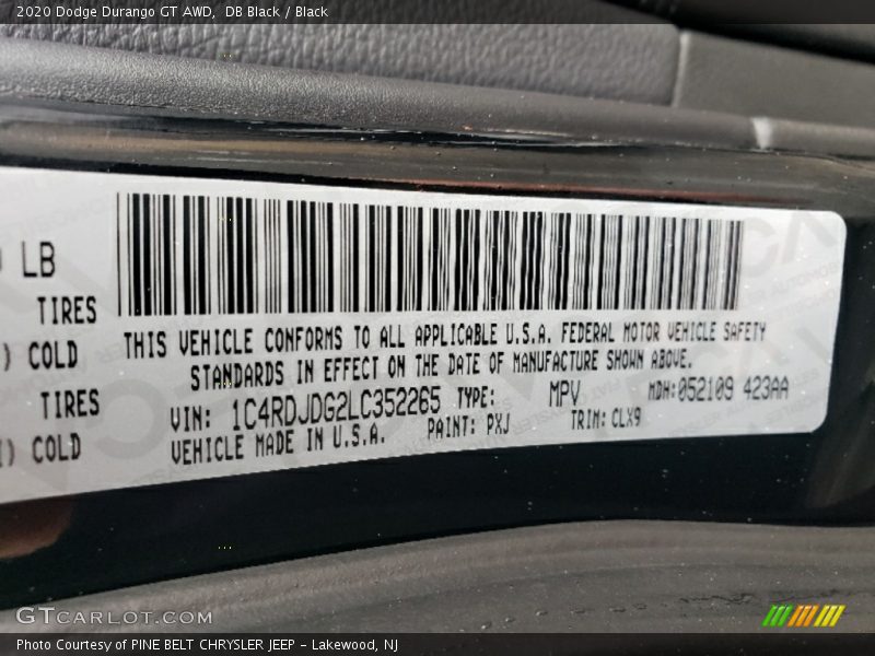 DB Black / Black 2020 Dodge Durango GT AWD