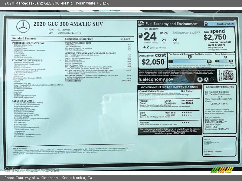 Polar White / Black 2020 Mercedes-Benz GLC 300 4Matic