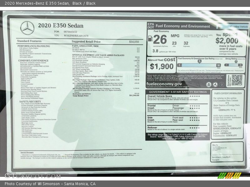 Black / Black 2020 Mercedes-Benz E 350 Sedan
