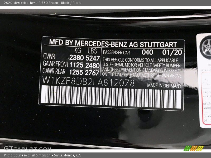 Black / Black 2020 Mercedes-Benz E 350 Sedan