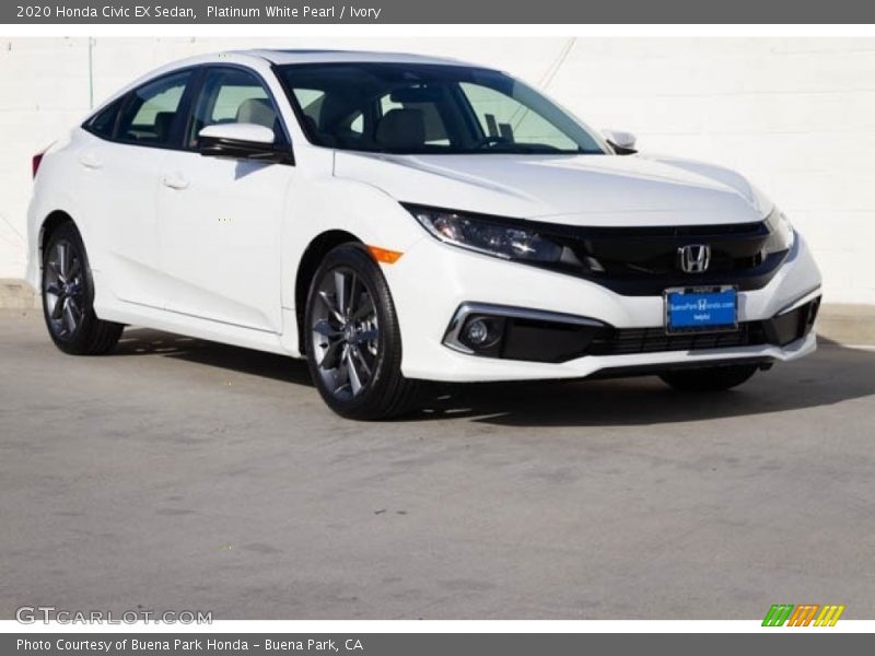 Platinum White Pearl / Ivory 2020 Honda Civic EX Sedan