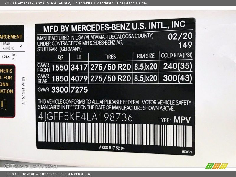 Polar White / Macchiato Beige/Magma Gray 2020 Mercedes-Benz GLS 450 4Matic