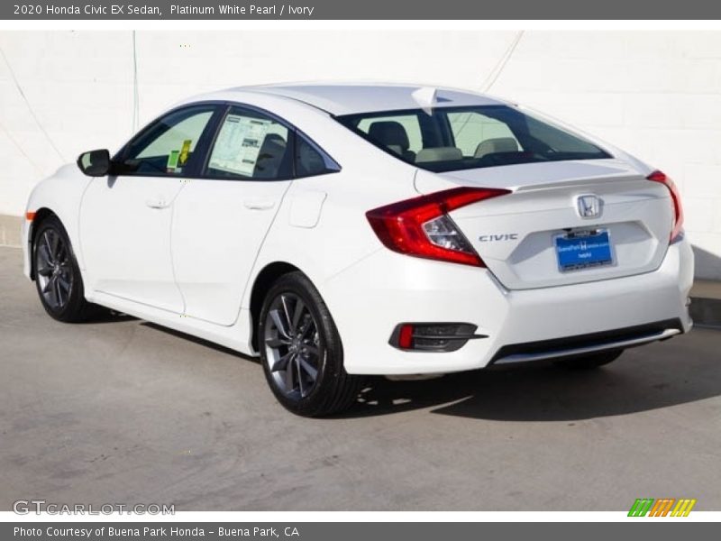 Platinum White Pearl / Ivory 2020 Honda Civic EX Sedan