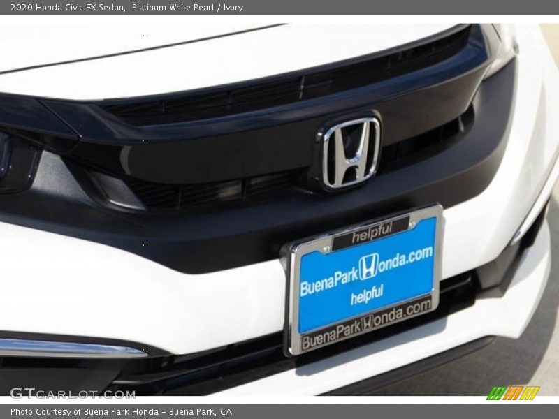 Platinum White Pearl / Ivory 2020 Honda Civic EX Sedan