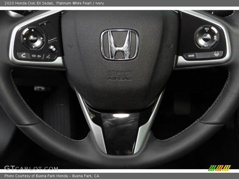 Platinum White Pearl / Ivory 2020 Honda Civic EX Sedan