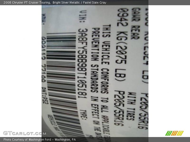 Bright Silver Metallic / Pastel Slate Gray 2008 Chrysler PT Cruiser Touring