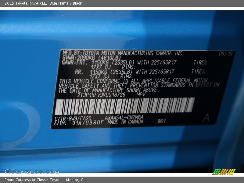 Blue Flame / Black 2019 Toyota RAV4 XLE